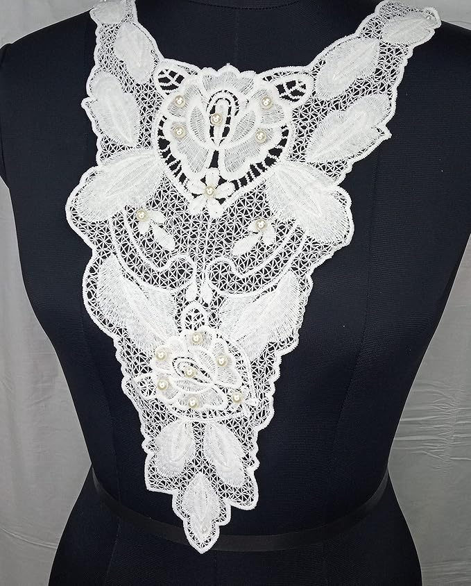 Mandarin-Inspired Lace Bib Neckline