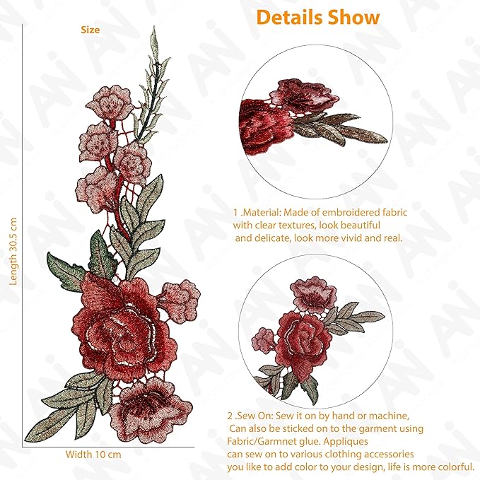 Embroidery Flower Patch for Men's & Women's Fashion
