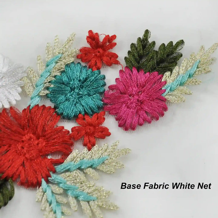Fabric floral embroidered patch.