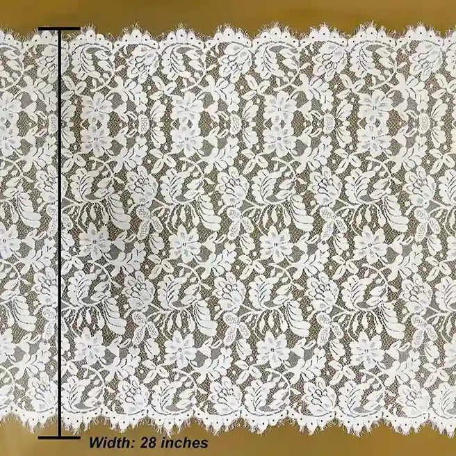 Ani Accessories scalloped edge floral Chantilly lace fabric 28 inch for dresses and luxury styling