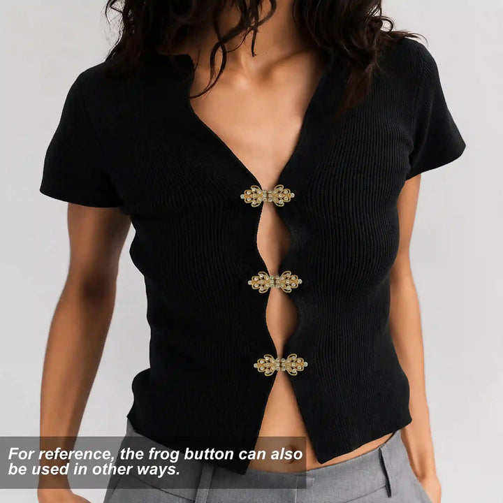 Crystal Arabesque Jeweled Frog Closure Buttons