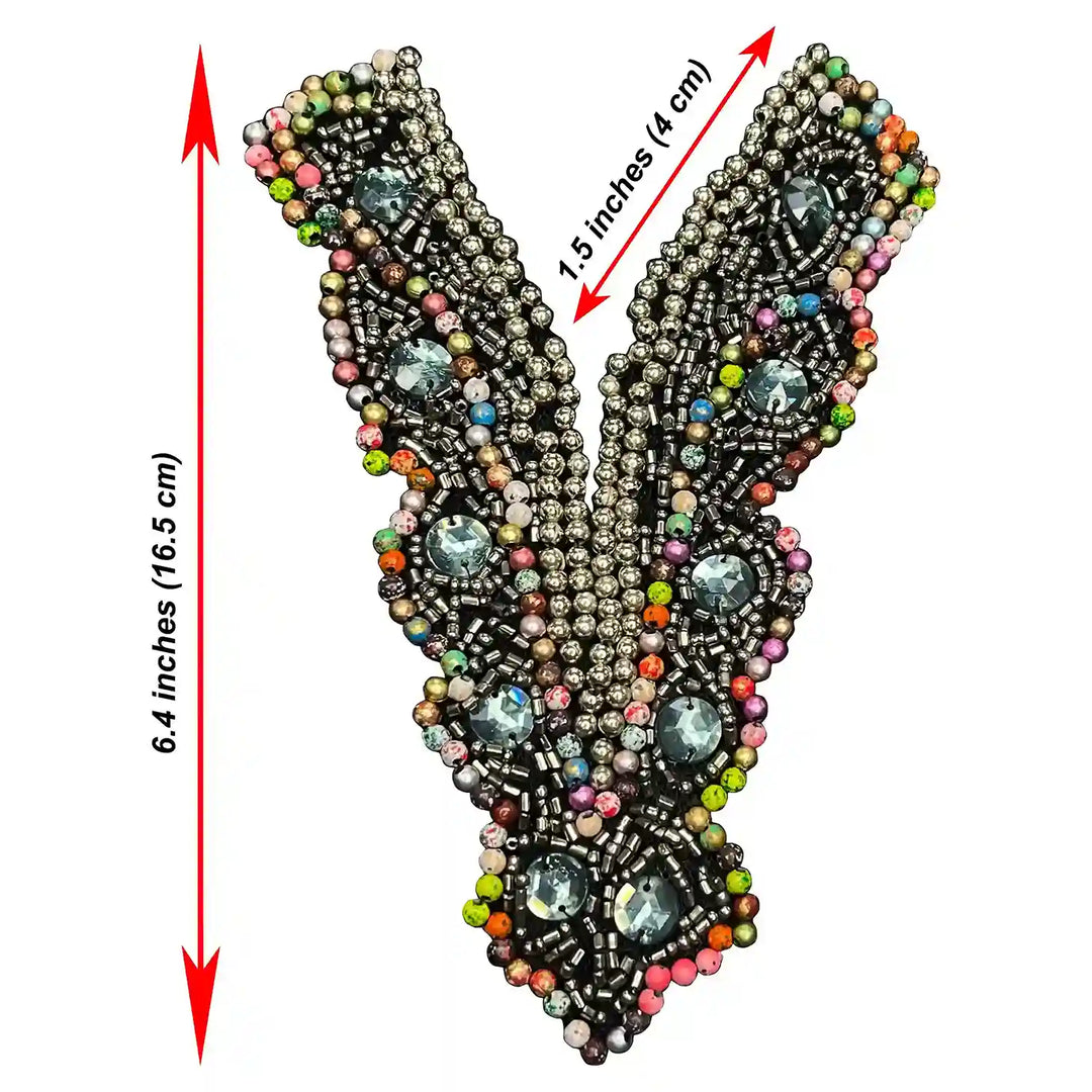 Multicolor Beaded V Neckline