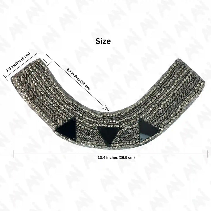 Silver Beaded Round Neckline