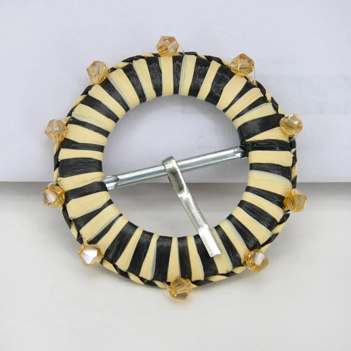 Traditional Raffia Wrapped Decorative Buckle | 5.4cm & 7cm