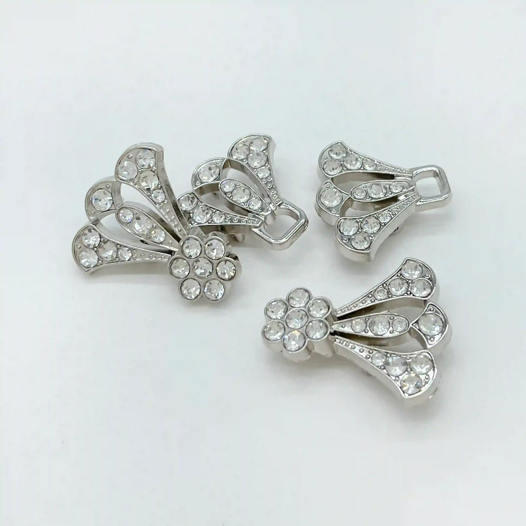 Bow Style Rhinestone Metal Frog Closure Buttons