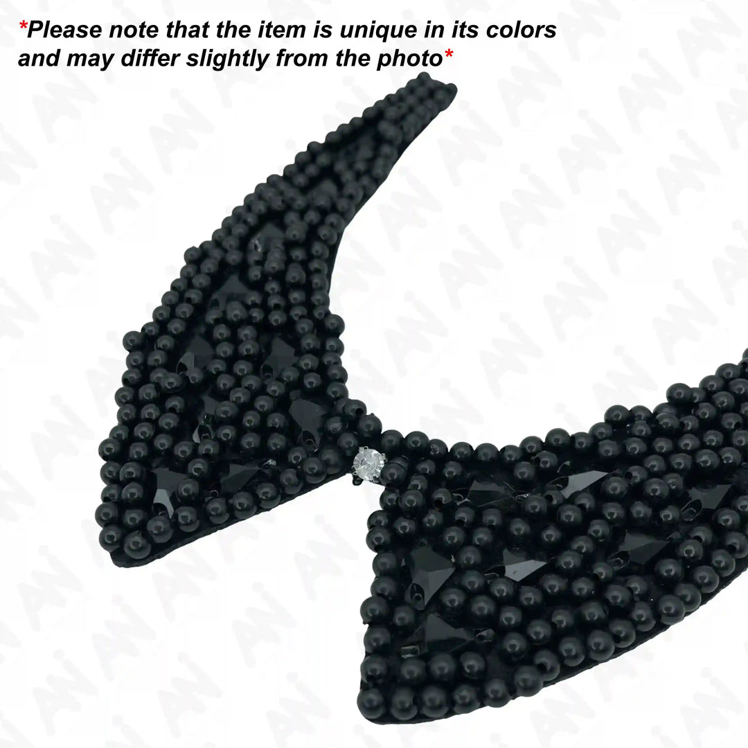 Black Bead Embellished Neckline