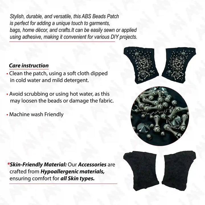 Beads Black Patch 1 Pair