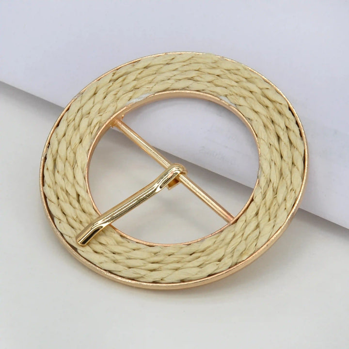 Beaded Geometric Raffia Buckle