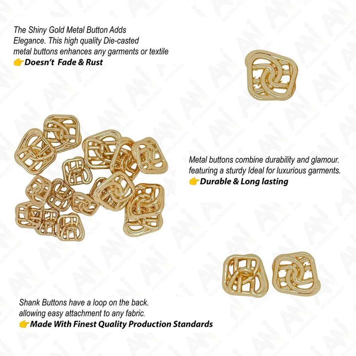 Interwoven Loop Metal Button | 11mm (18L) & 15mm (24L)