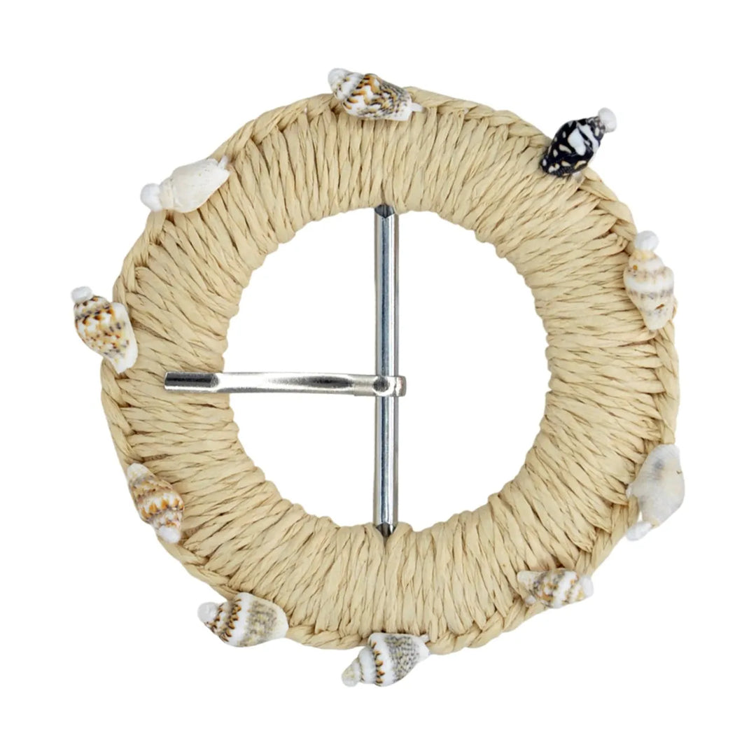 Artisan Straw Circle Raffia Buckle | 3.3 inches (8.3cm)