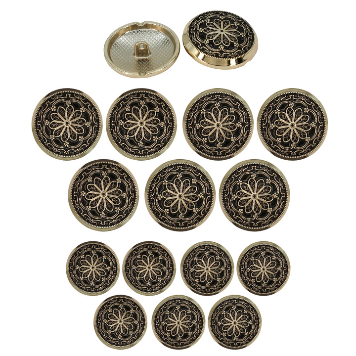 Gold and Black Floral Buttons