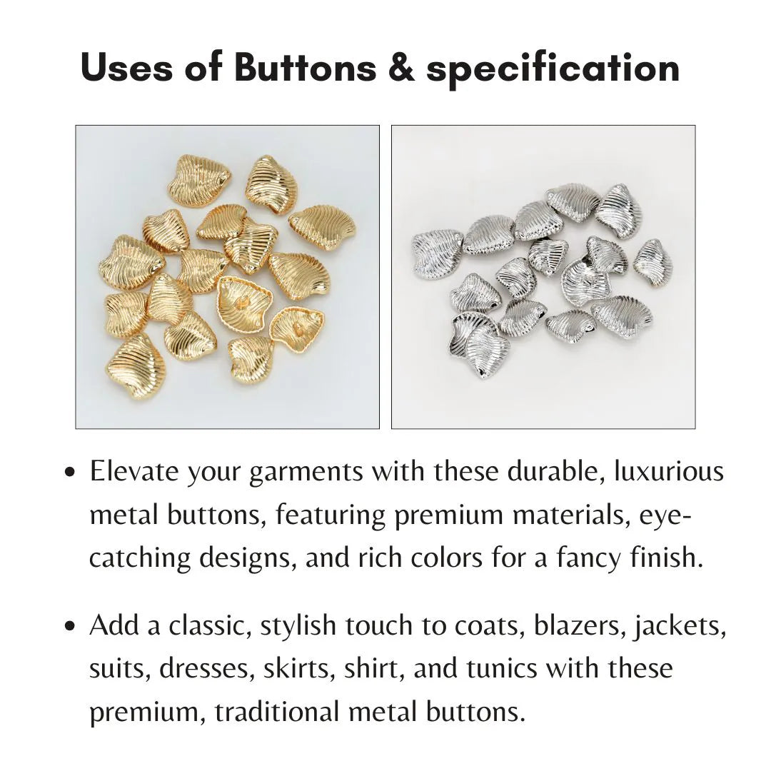 Sea Inspired Shell Metal Buttons | 20mm(32L), 25mm(40L) & 30mm(48L)