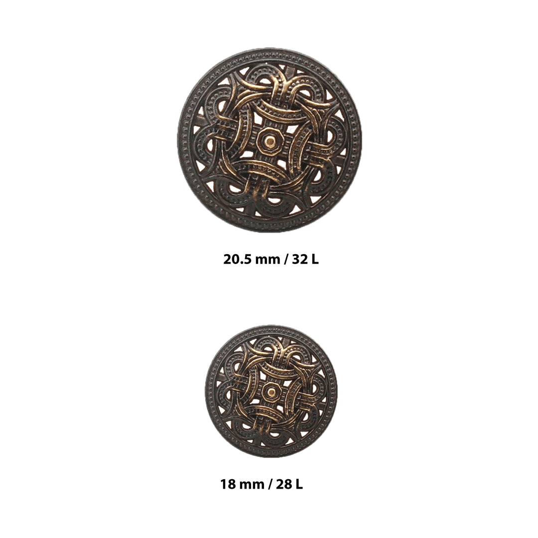 Baroque Design Embellished Metal Button( Pack of 8 Big + 8 Small)