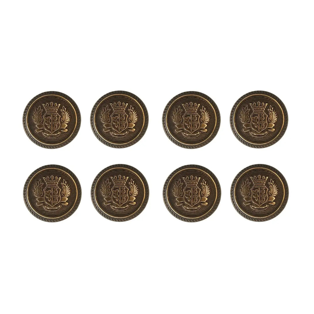Royal Crest Antique Gold Metal Buttons | 18mm(28L) & 21mm(34L)