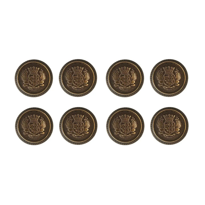 Royal Crest Antique Gold Metal Buttons | 18mm(28L) & 21mm(34L)