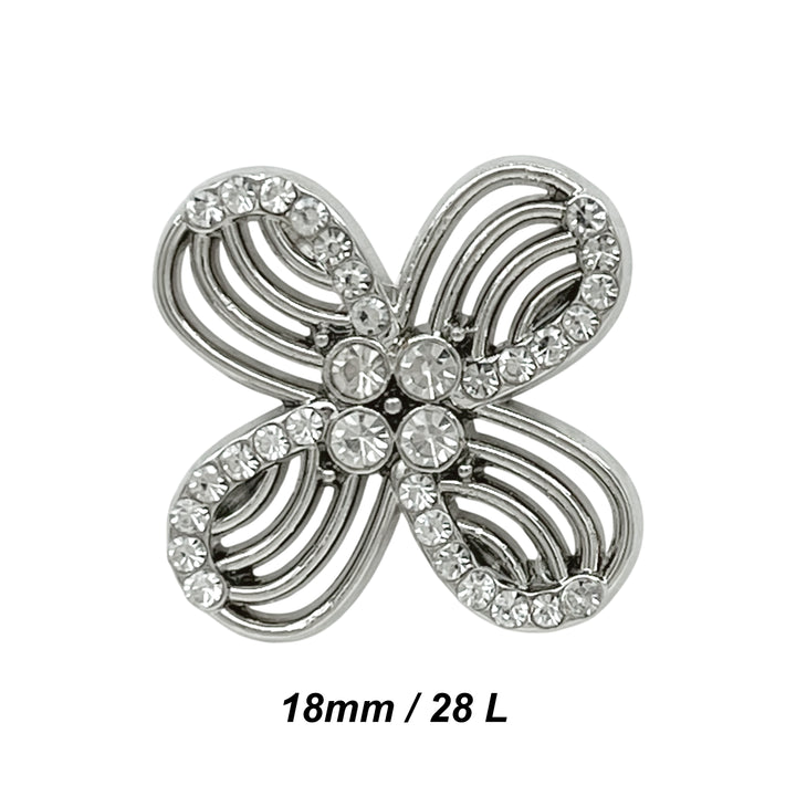 Floral Rhinestone Metal Buttons