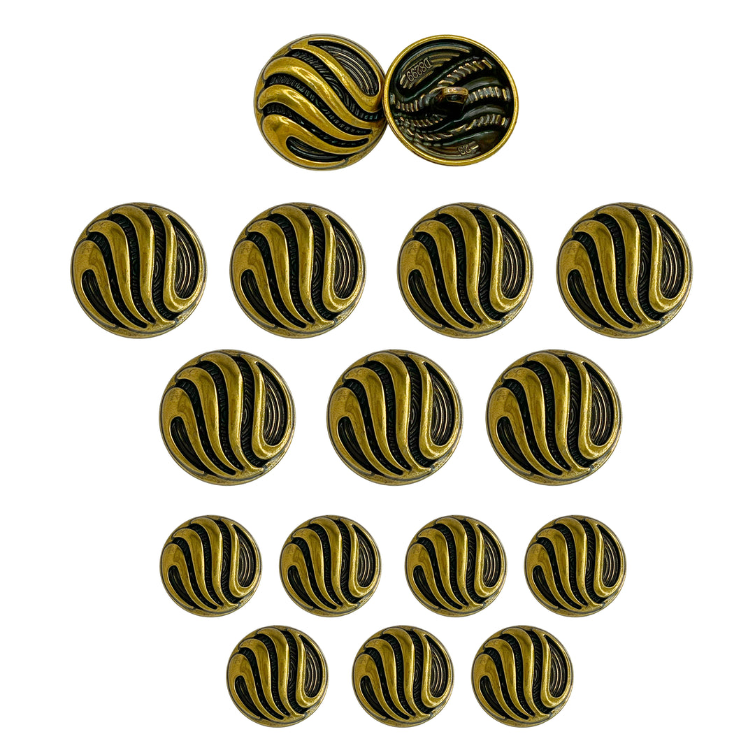 Ornate Metal Buttons with Wave Motif