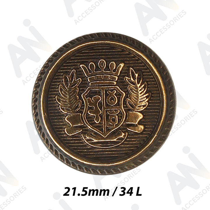 Royal Crest Antique Gold Metal Buttons