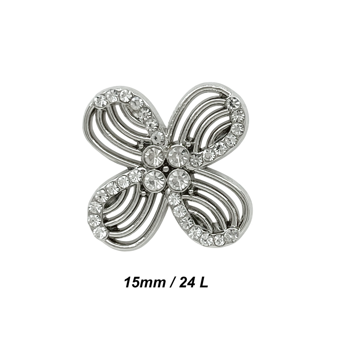 Floral Rhinestone Metal Buttons