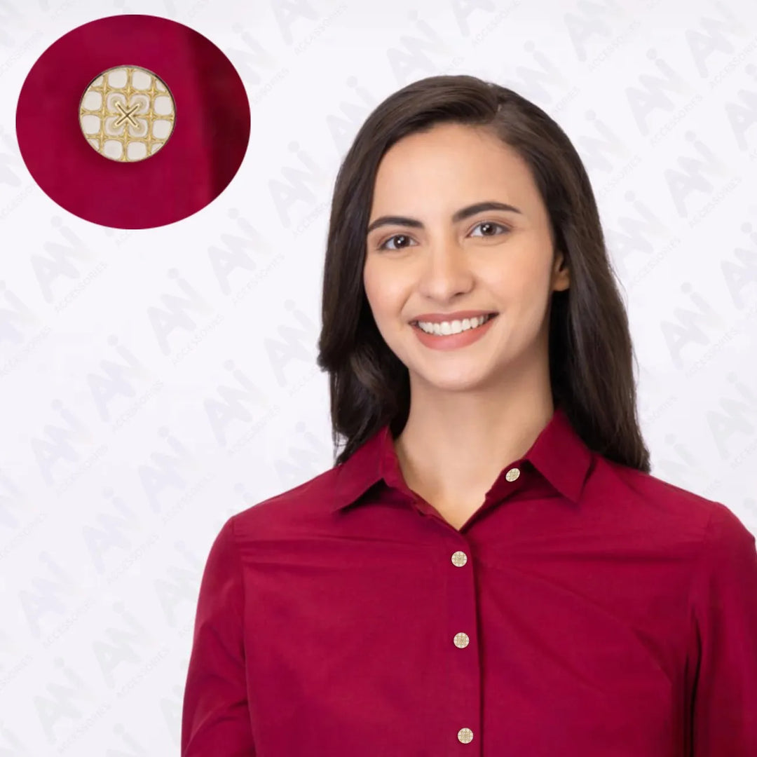 Monochrome Cross Design Metal Buttons | 12mm(20L) & 18mm(28L)