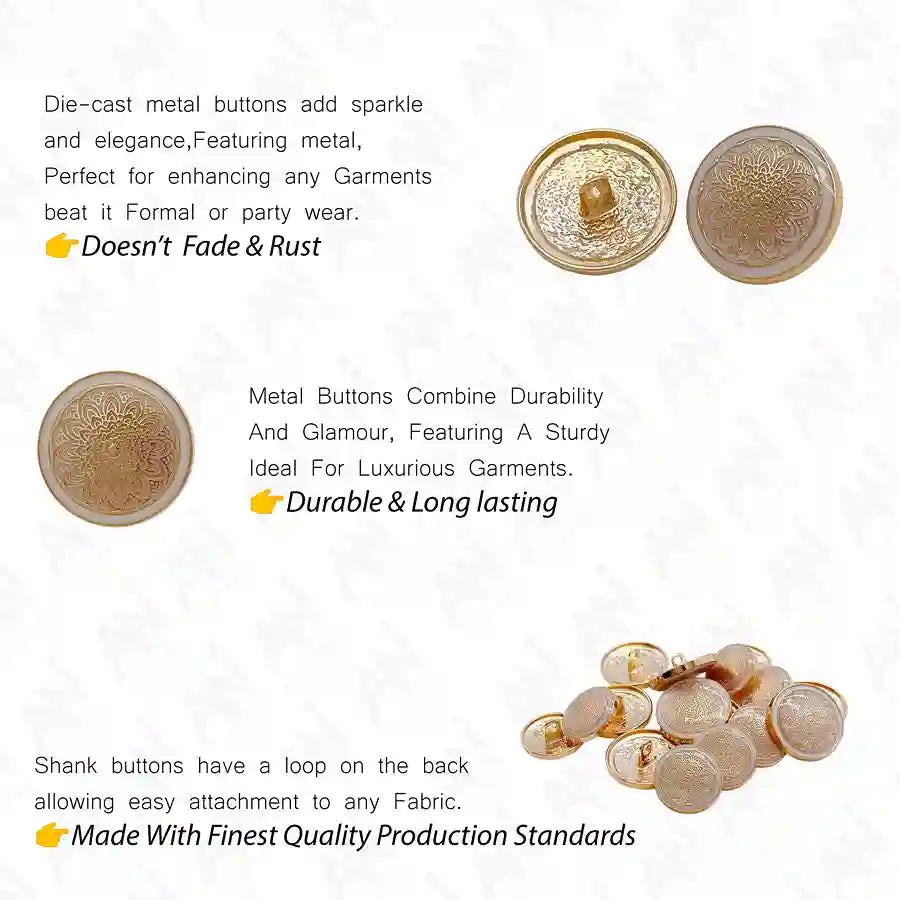 Mandala Shank Metal Button | 18mm(28L) & 21mm(34L)