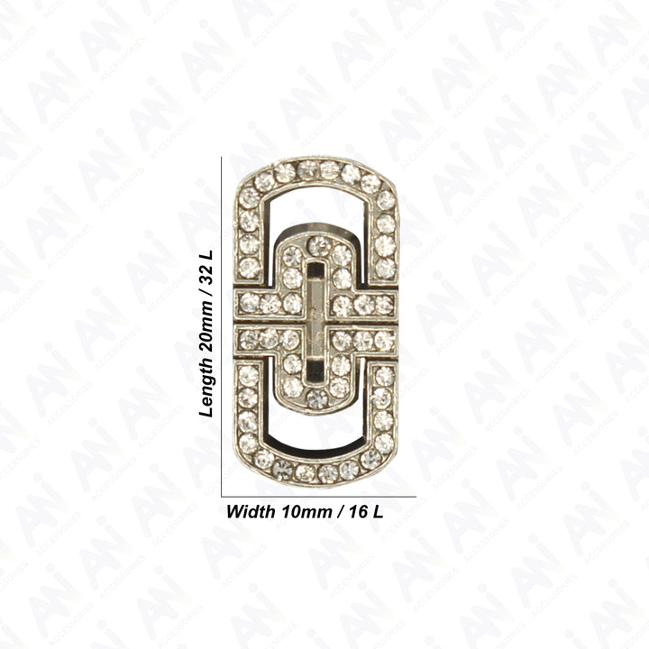 Glittering Diamond Rectangular Metal Button