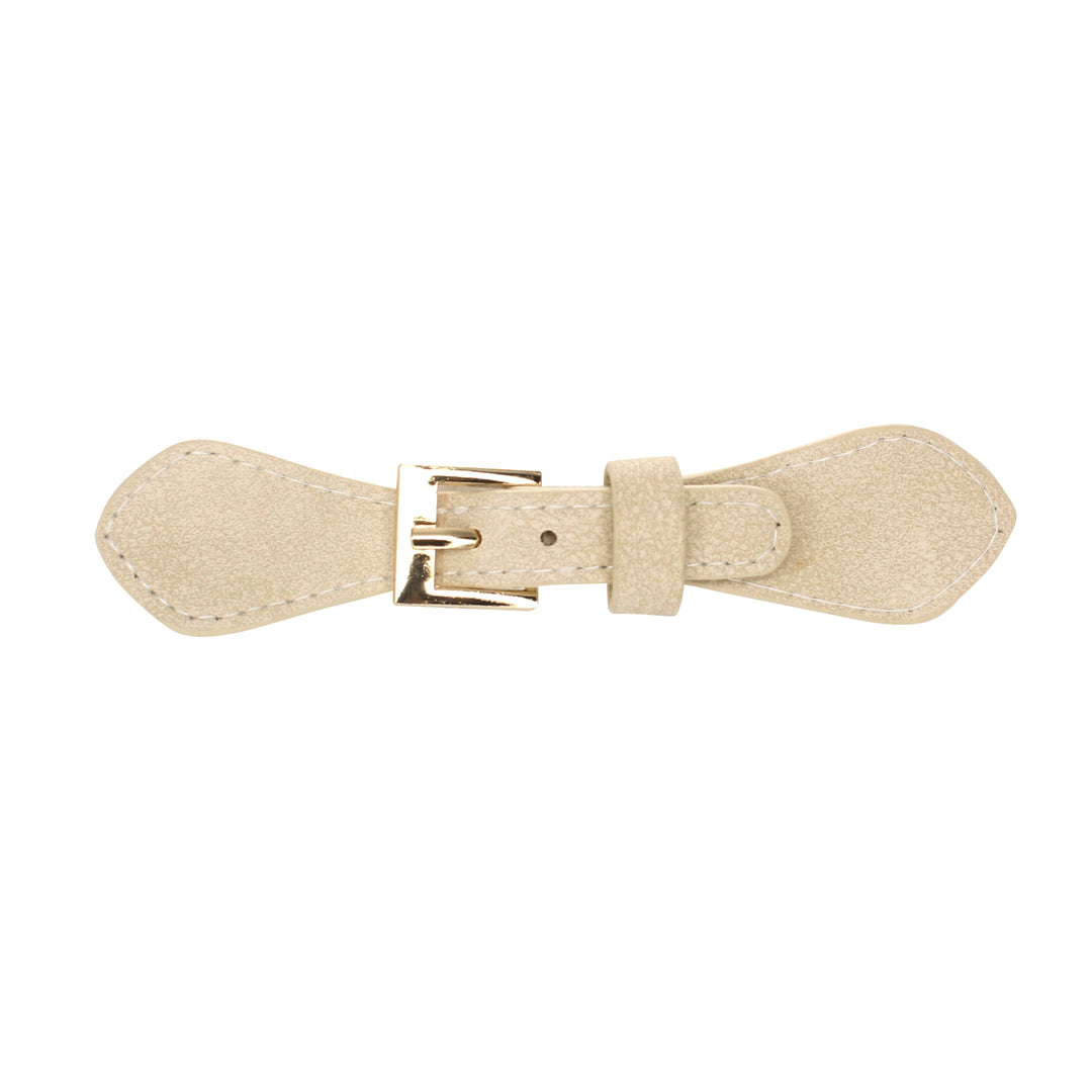 Contrast Stich Pu Prong Belt Buckle