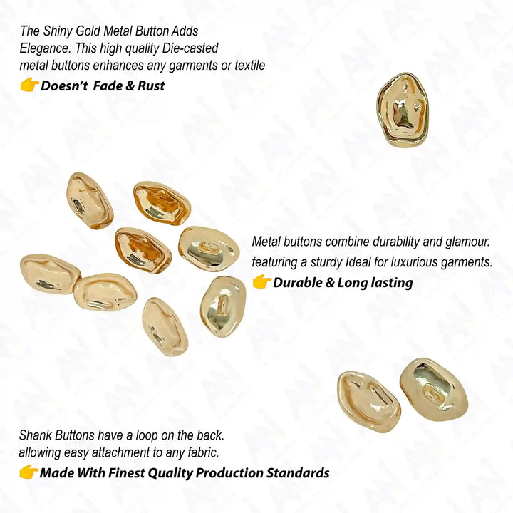 Irregular Shape Shirt Metal Buttons | 10mm(22L)