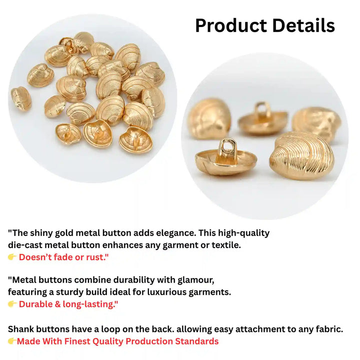Seashell Metal Button | 15mm & 18mm
