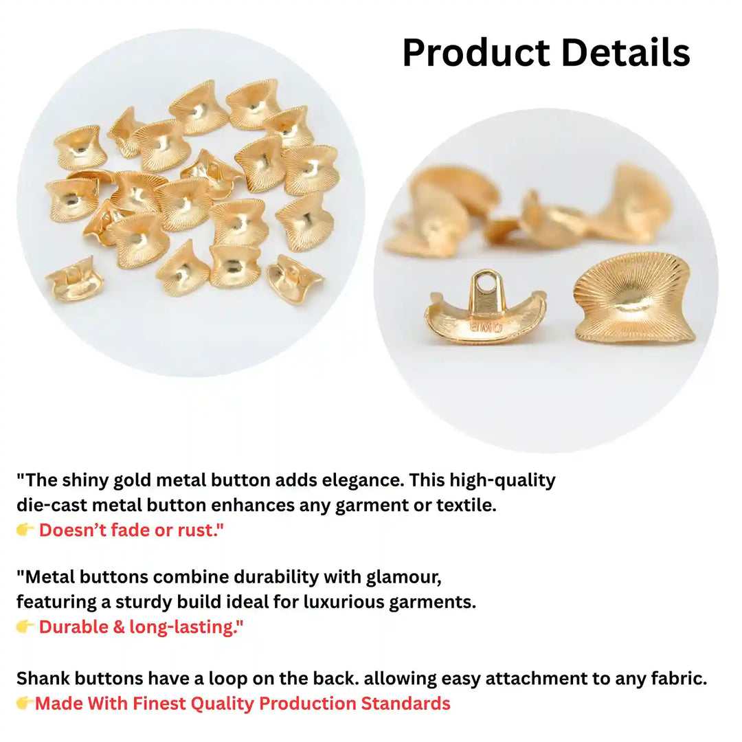 Stylized Shell Metal Button | 15mm & 24mm