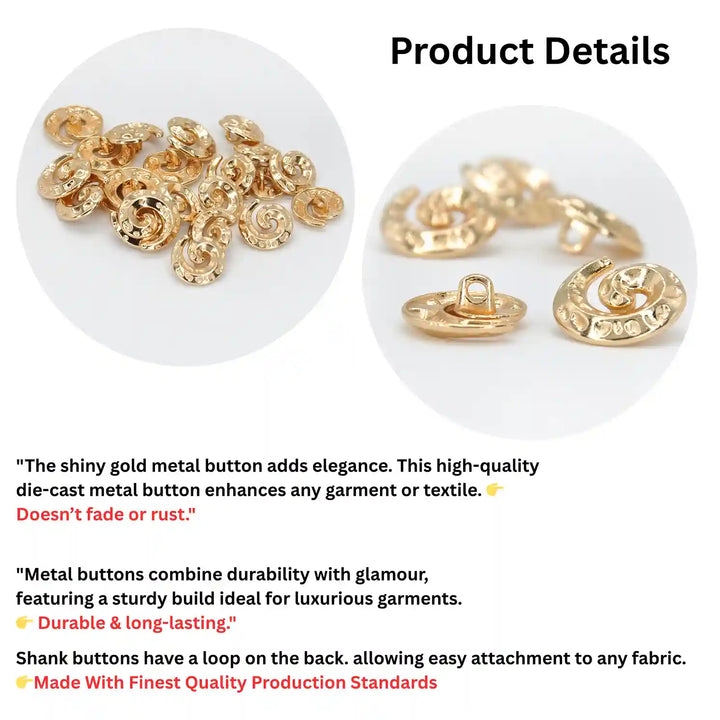 Hammered Spiral Button | 15mm & 18mm