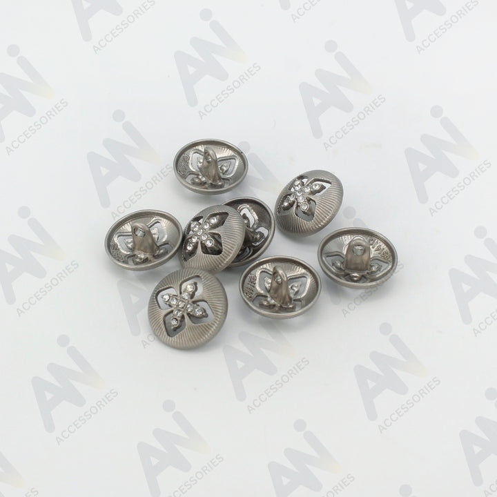 Elegant Crystal Accents  Silver Buttons