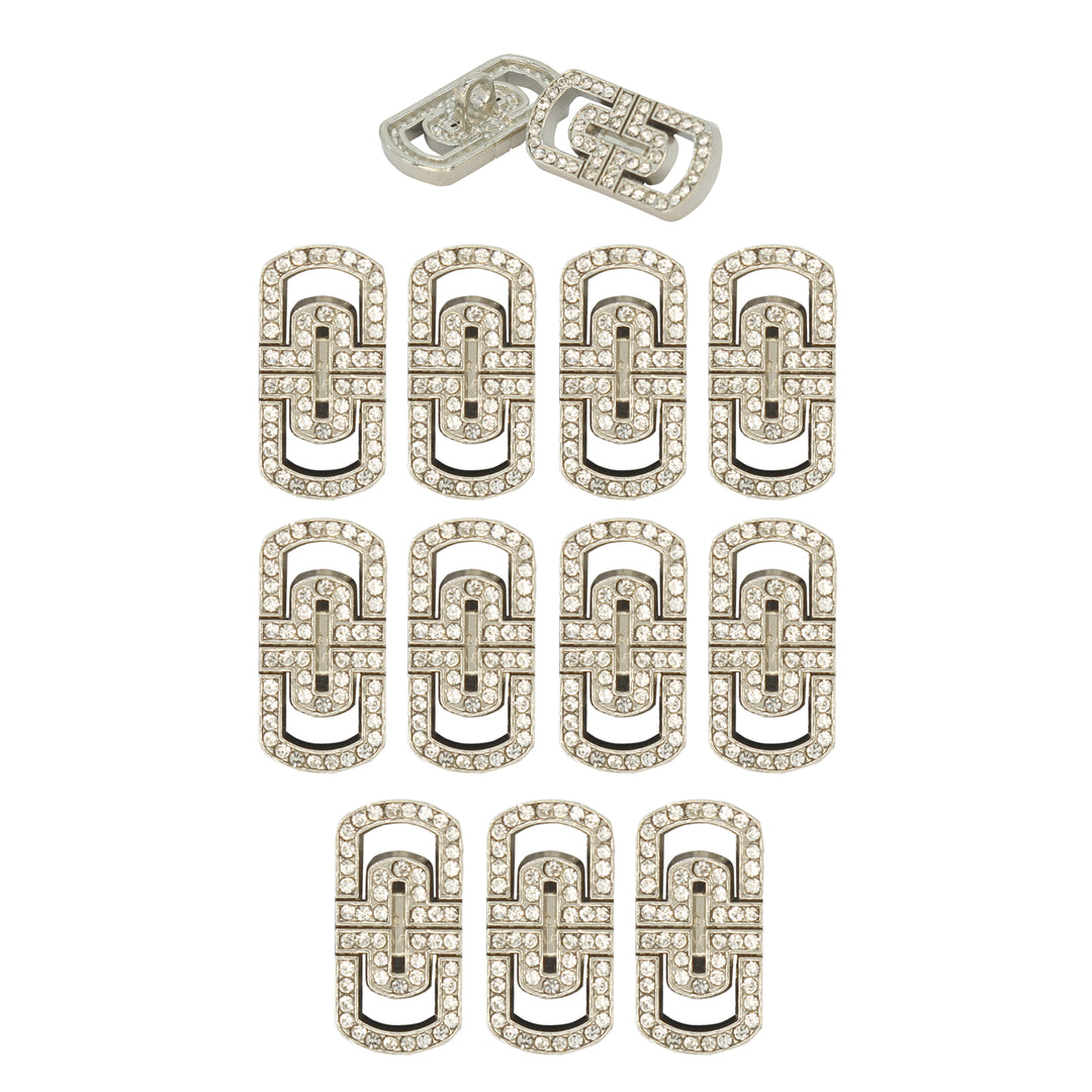 Glittering Diamond Rectangular Metal Button