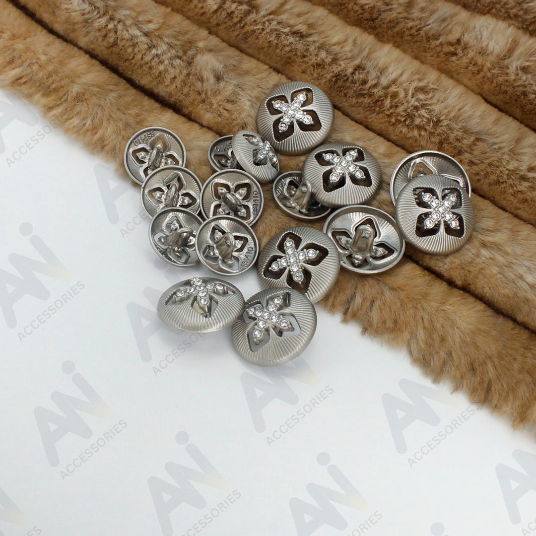 Elegant Crystal Accents  Silver Buttons