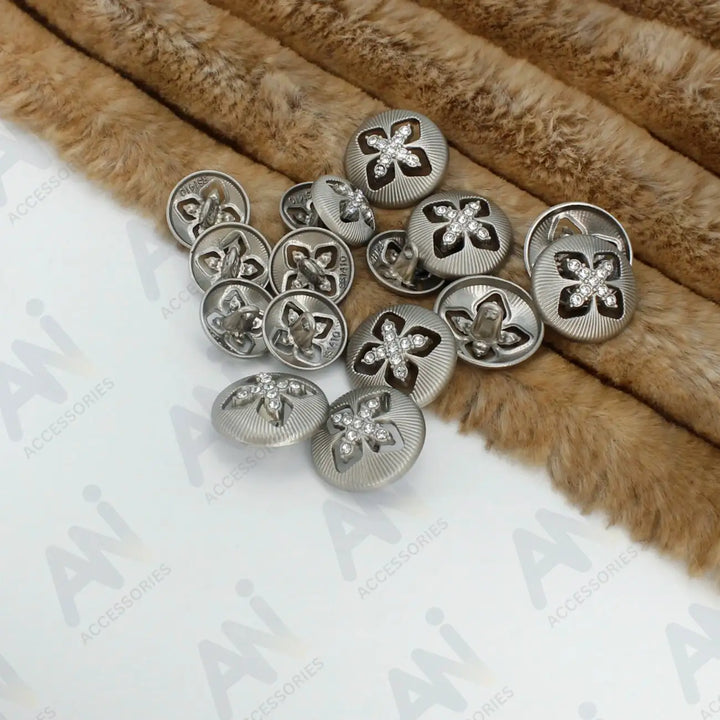 Elegant Crystal Accents  Silver Buttons | 18mm(28L) & 23mm(36L)