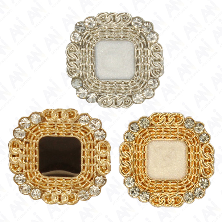 Rhinestone Diamond Metal Enamel Resin Button