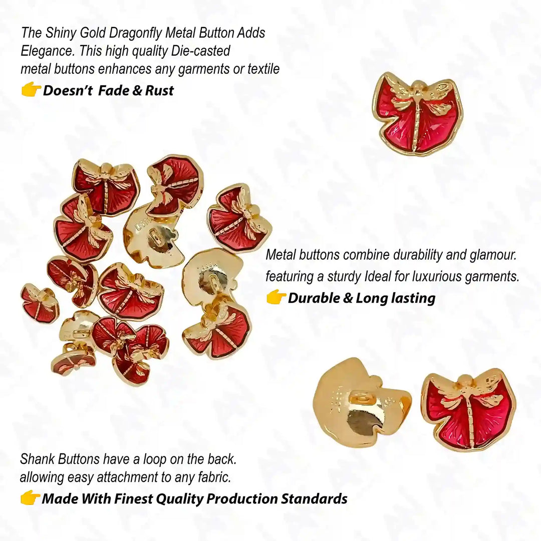 Dragon Fly Shirt Metal Buttons | 12mm & 18mm