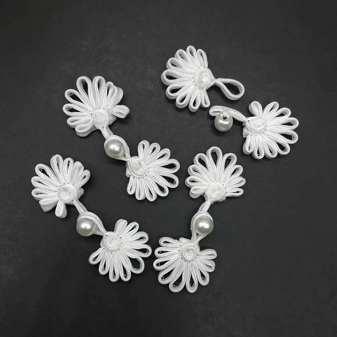 Satin Cord Pearl Frog Button