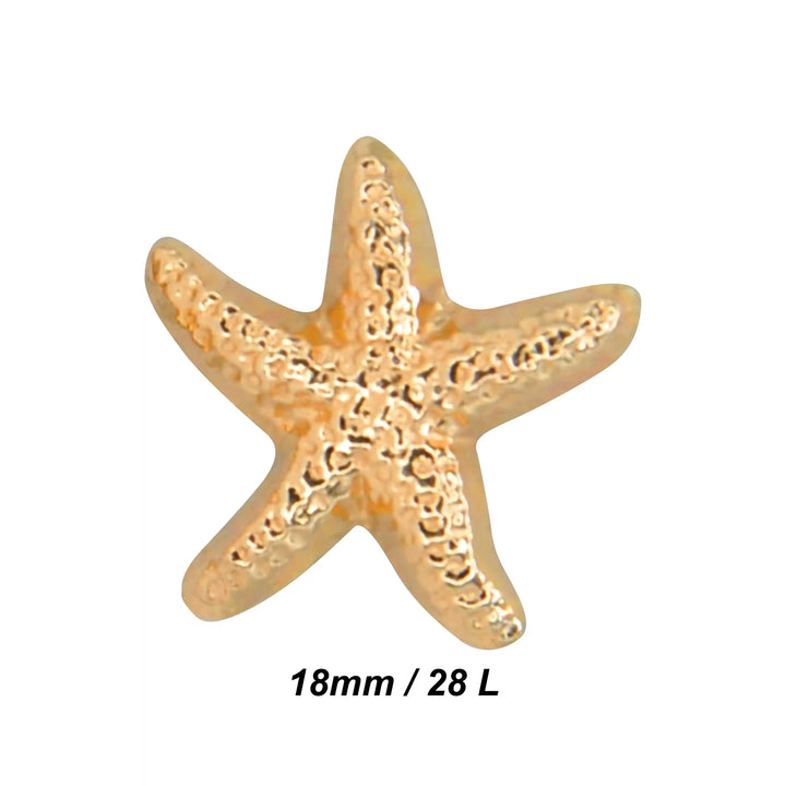 Star Fish Gold Metal Buttons | 18mm