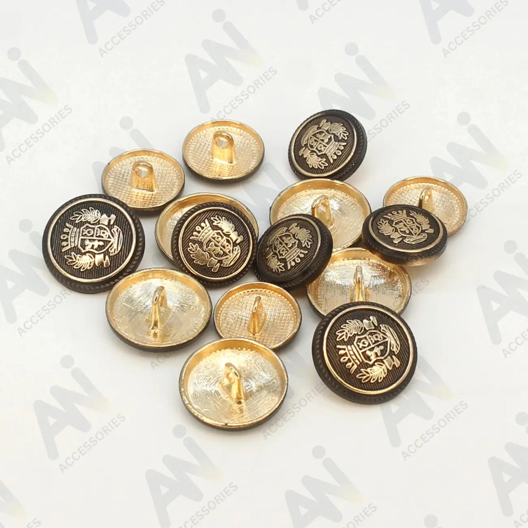 Royal Crest Antique Gold Metal Buttons | 18mm(28L) & 21mm(34L)