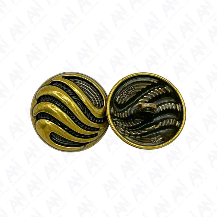 Ornate Metal Buttons with Wave Motif