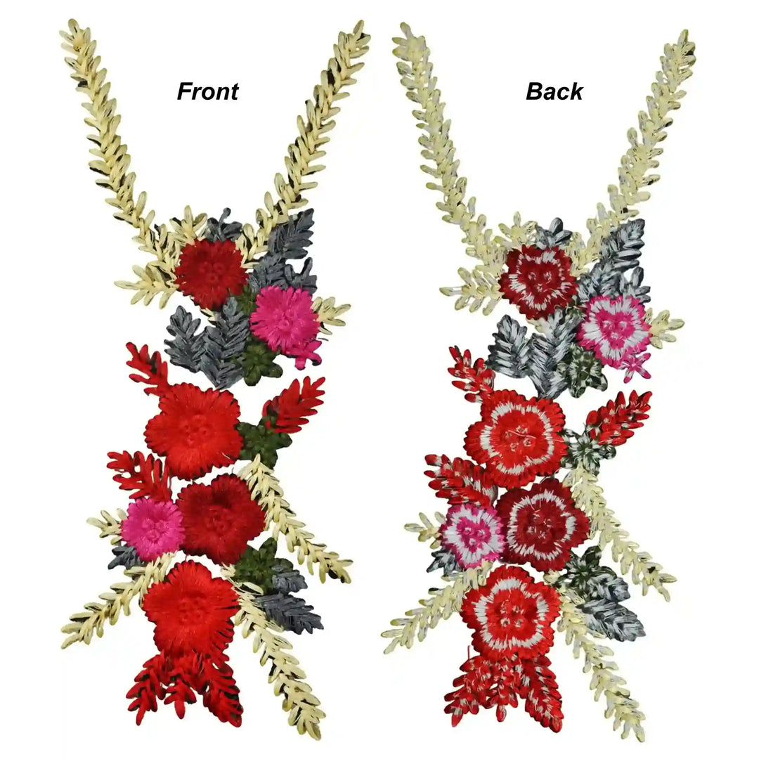 Elegant Crimson Floral Patch
