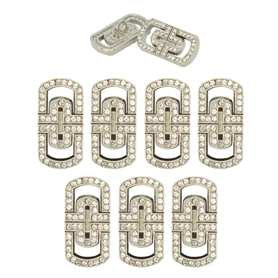 Glittering Diamond Rectangular Metal Button | 20mm (32L)