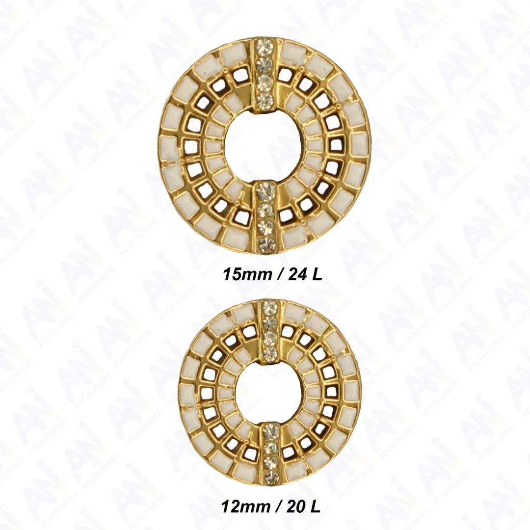 Decorative Gold Laser Cut Button | 12mm(20L) & 15mm(24L)