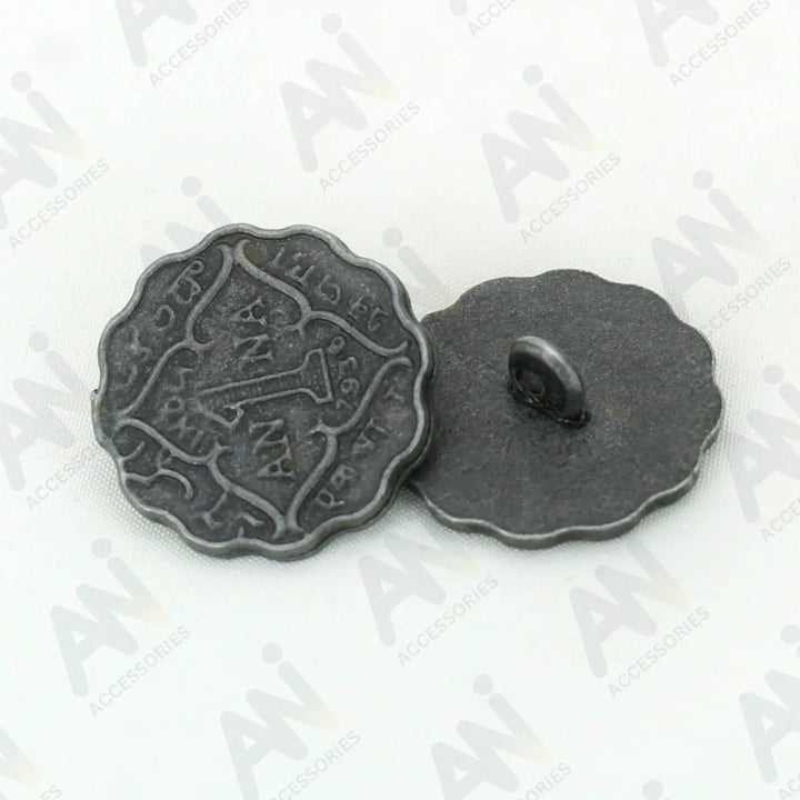 1 Anna Metal Coin Buttons | 17mm(27L) & 22mm(34L)