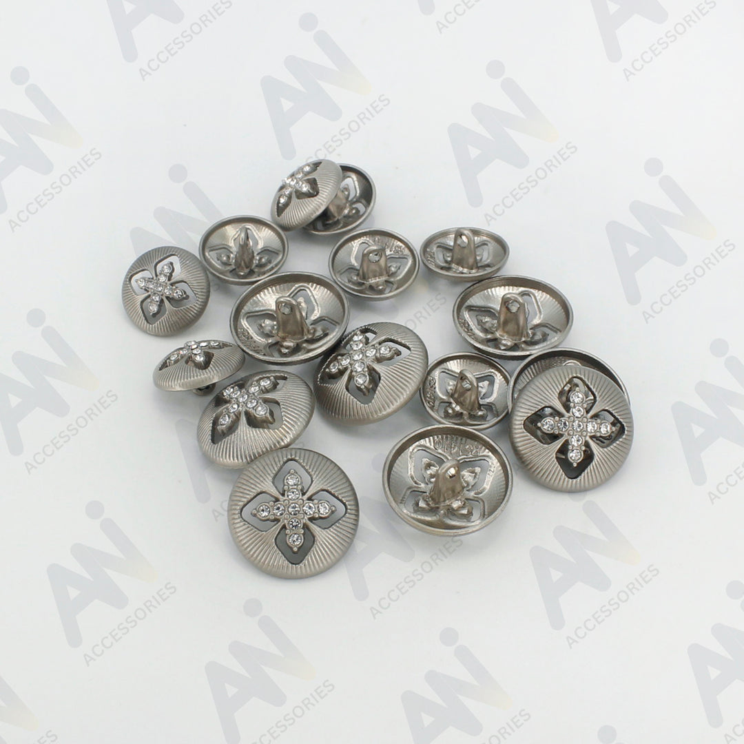 Elegant Crystal Accents  Silver Buttons