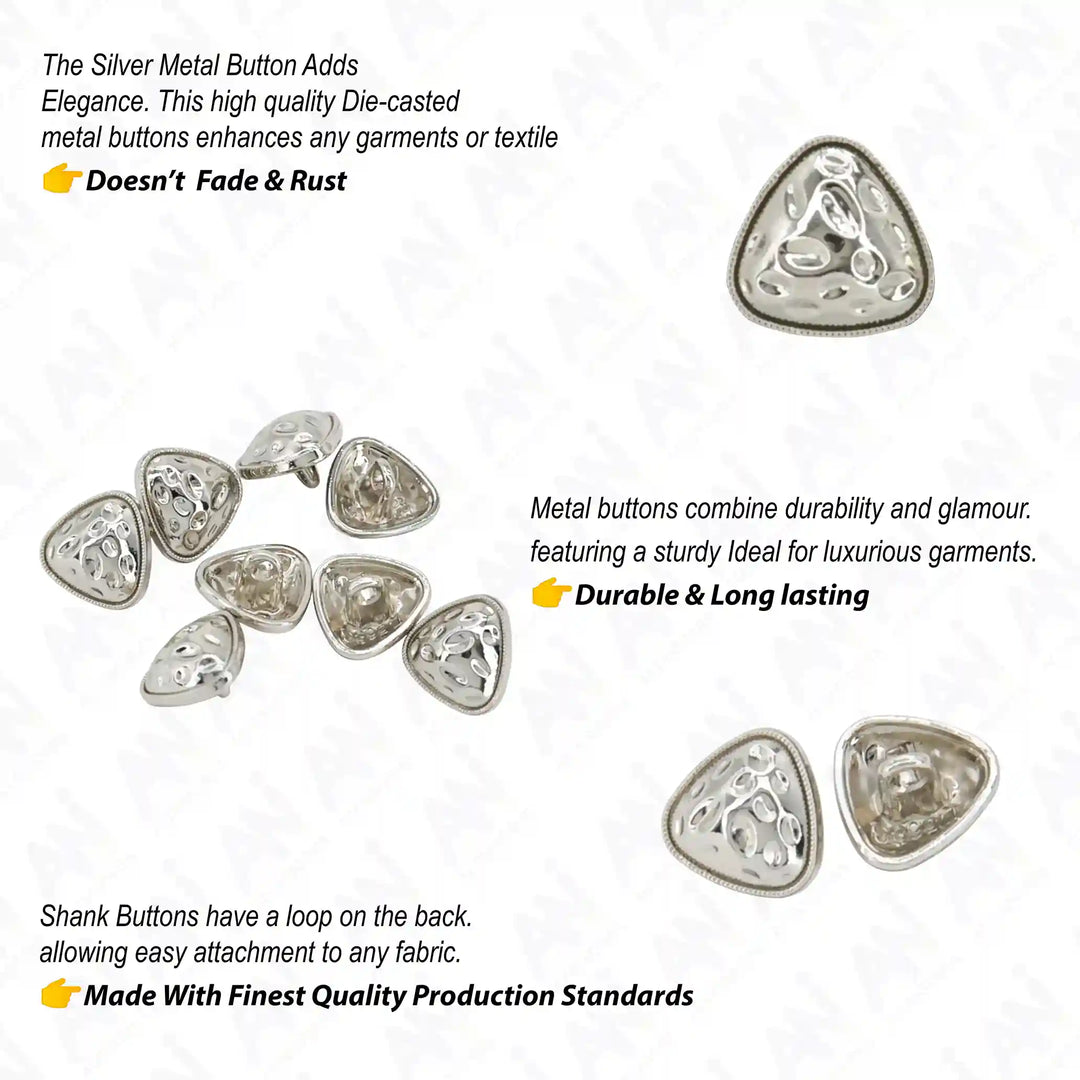 Round Triangle Hammered12mm Shirt Buttons