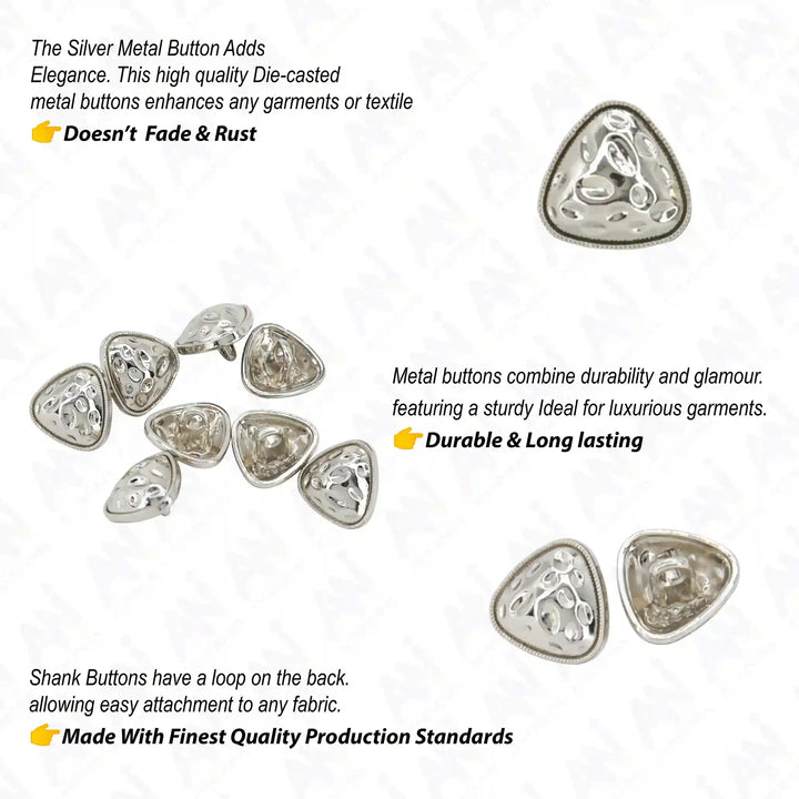 Round Triangle Hammered12mm Shirt Buttons