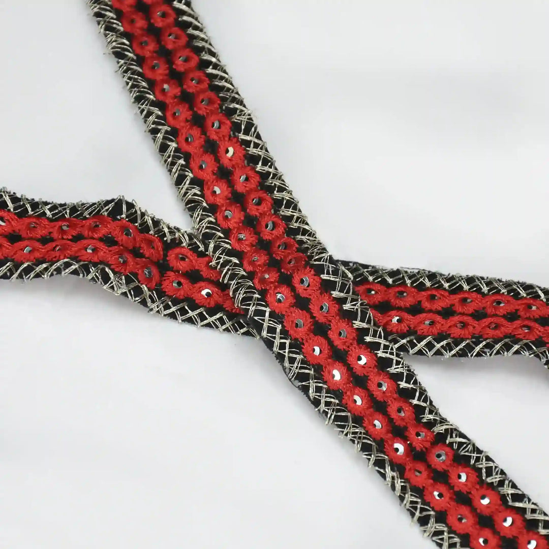 Crimson Sequin Lace | 2 Meters