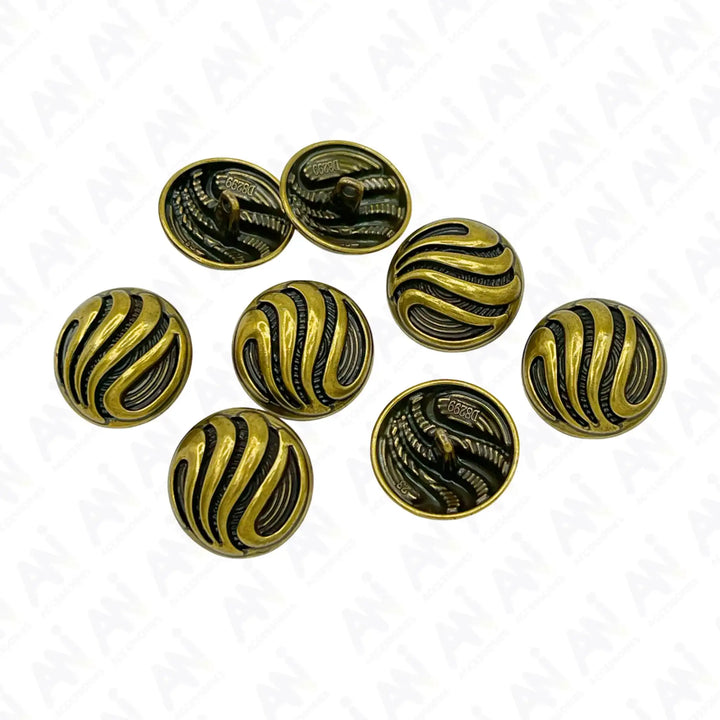Ornate Metal Buttons with Wave Motif | 15mm, 18mm & 23mm